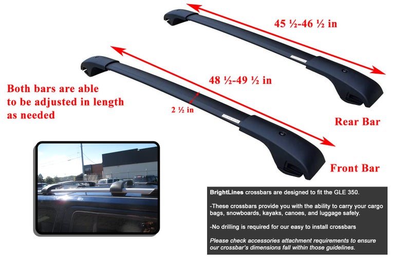 BrightLines Customized Roof Rack Crossbars Compatible with 2015-2018 Mercedes Benz GLE 350 - Image 2